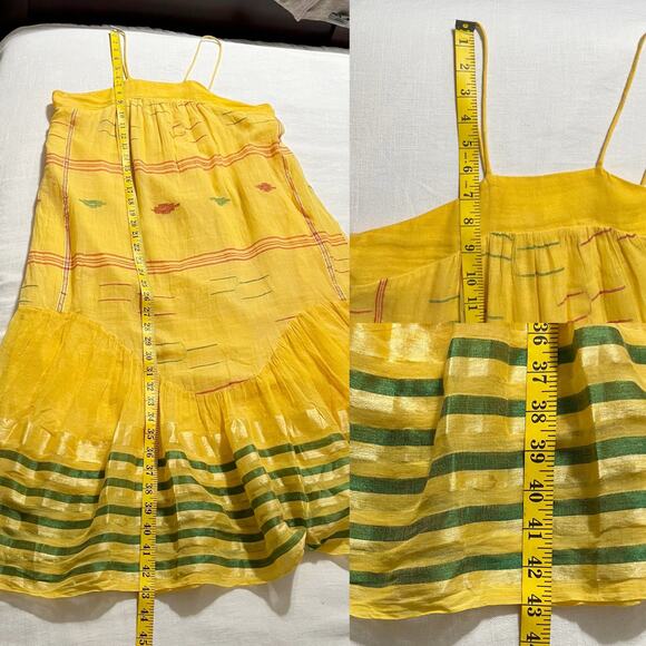 Kopal Women's Yellow Boho Striped Tiered‎ Midi Dress Size Medium - Picture 7 of 8
